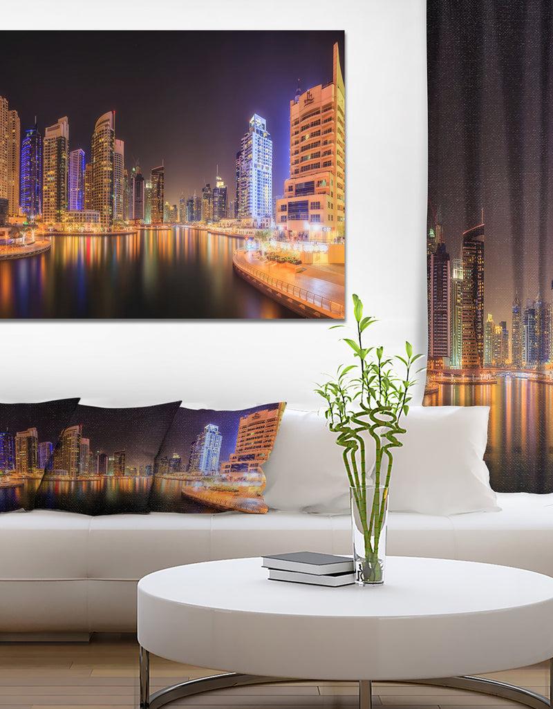 DesignQ Dubai Marina UAE. Bay Panoramic View - Cityscapes Photography on Wrapped Canvas