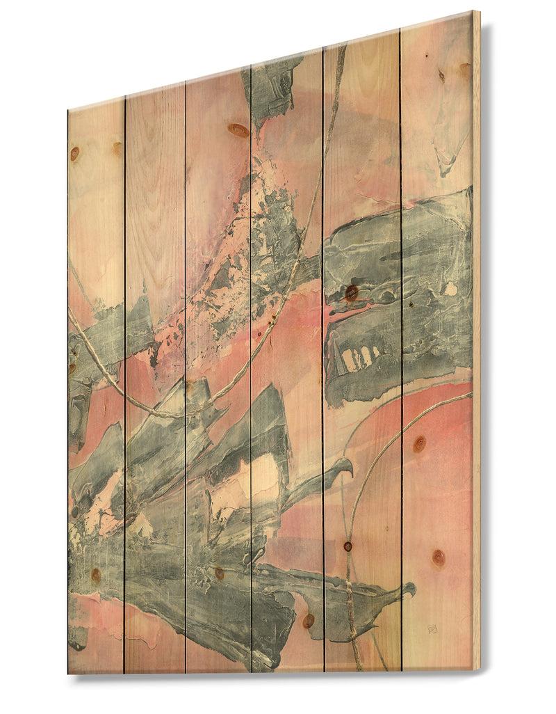 DesignQ Durty Shabby Pink Blush III - Shabby Chic Print On Natural Pine Wood