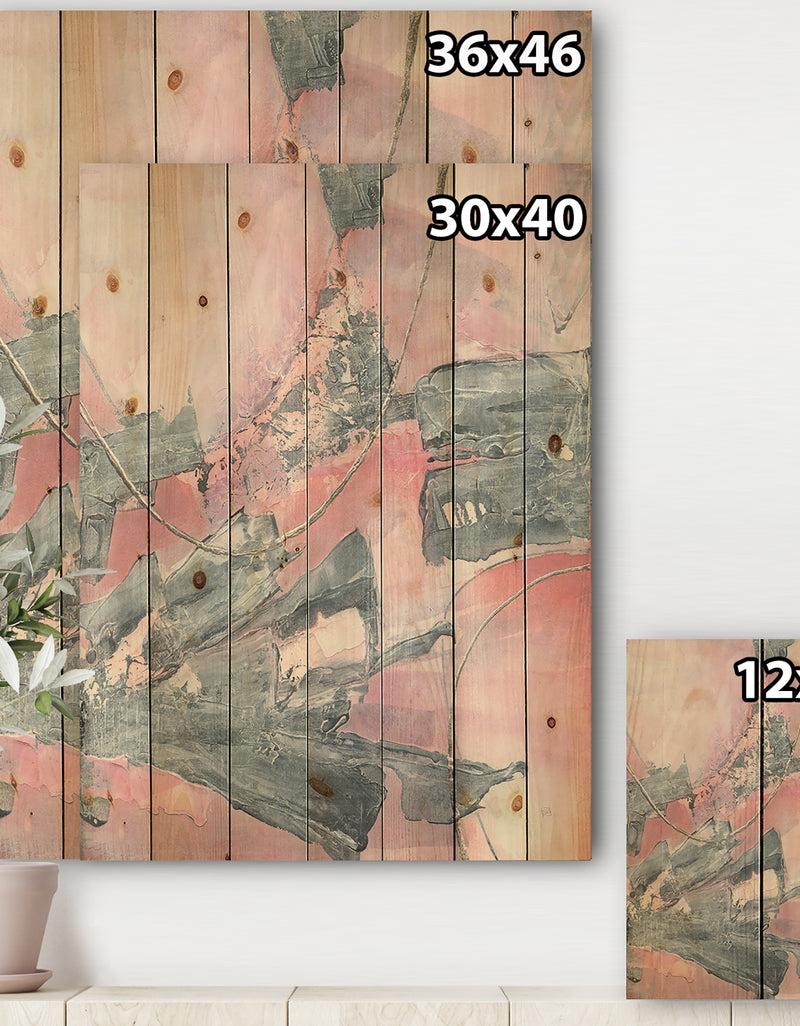 DesignQ Durty Shabby Pink Blush III - Shabby Chic Print On Natural Pine Wood