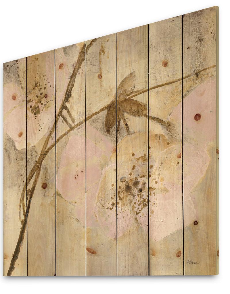 DesignQ Elegance II Pink - Shabby Chic Print On Natural Pine Wood