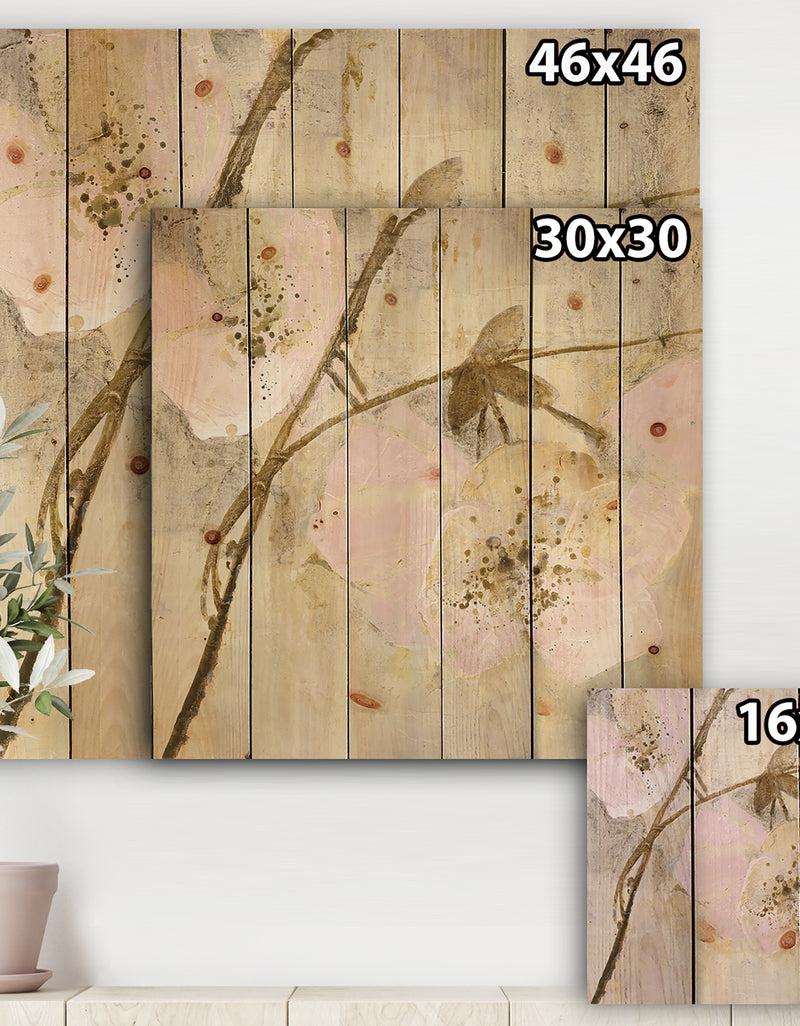 DesignQ Elegance II Pink - Shabby Chic Print On Natural Pine Wood