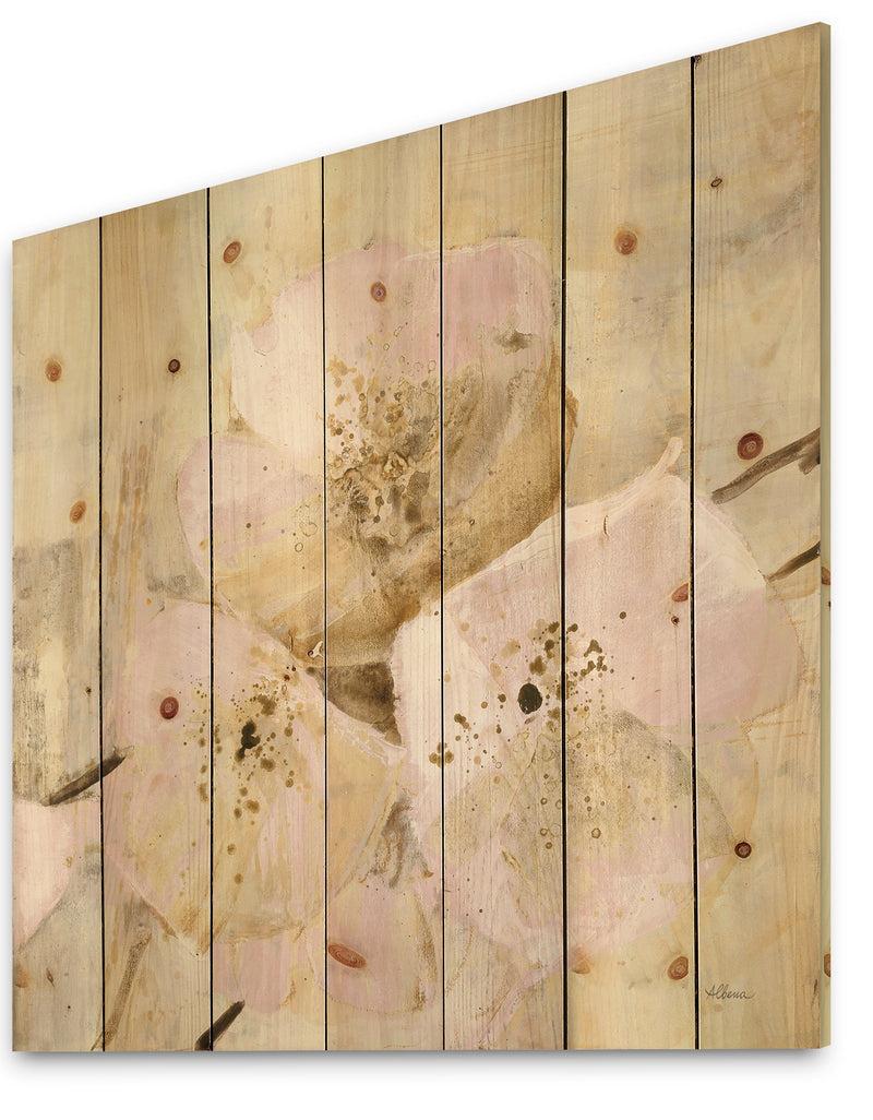 DesignQ Elegance III Pink - Shabby Chic Print On Natural Pine Wood
