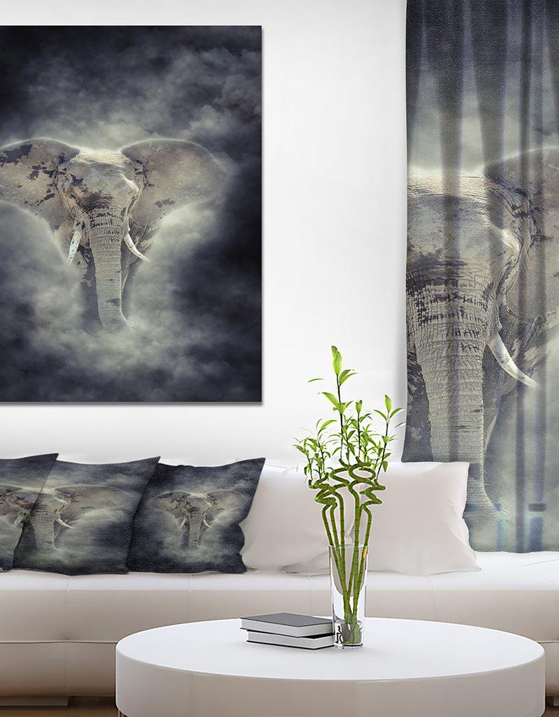 DesignQ Elephant in smoke - Animals Photography on Wrapped Canvas