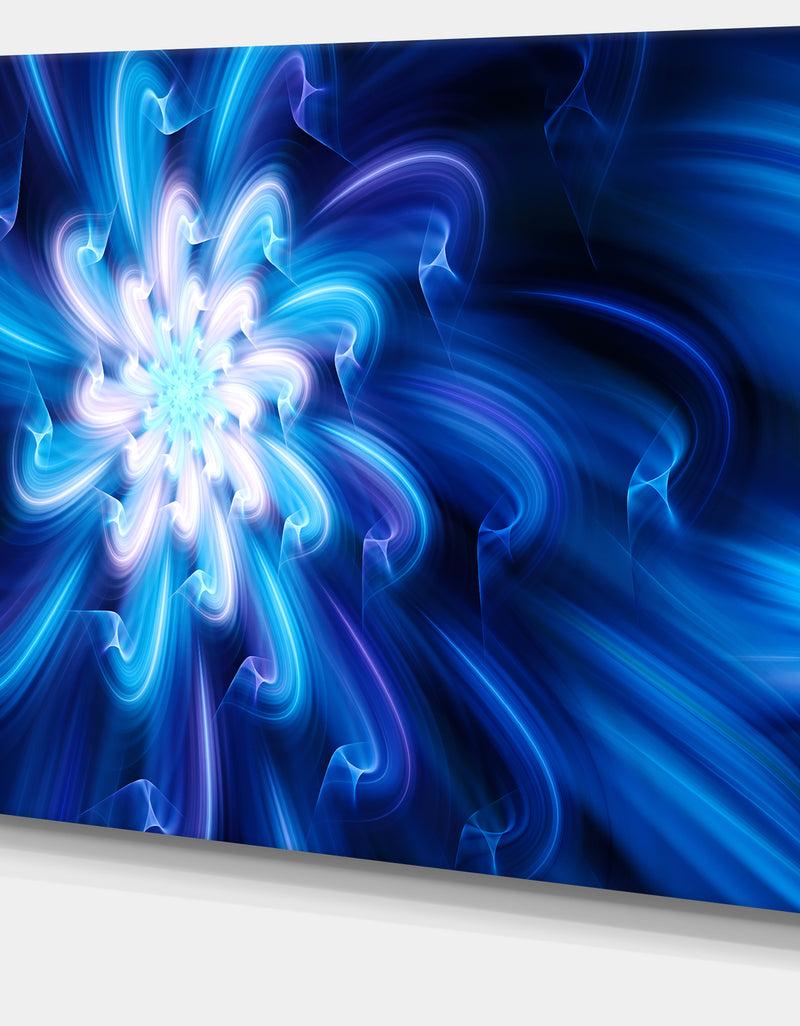 DesignQ Exotic Blue Flower Dance Of Petals - Extra Large Floral Canvas Art Print