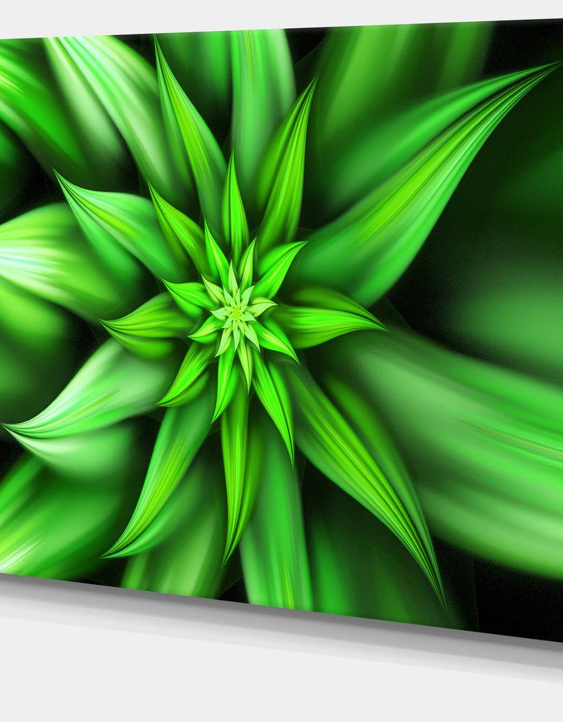 DesignQ Exotic Green Flower Petals - Extra Large Floral Wall Art On Canvas