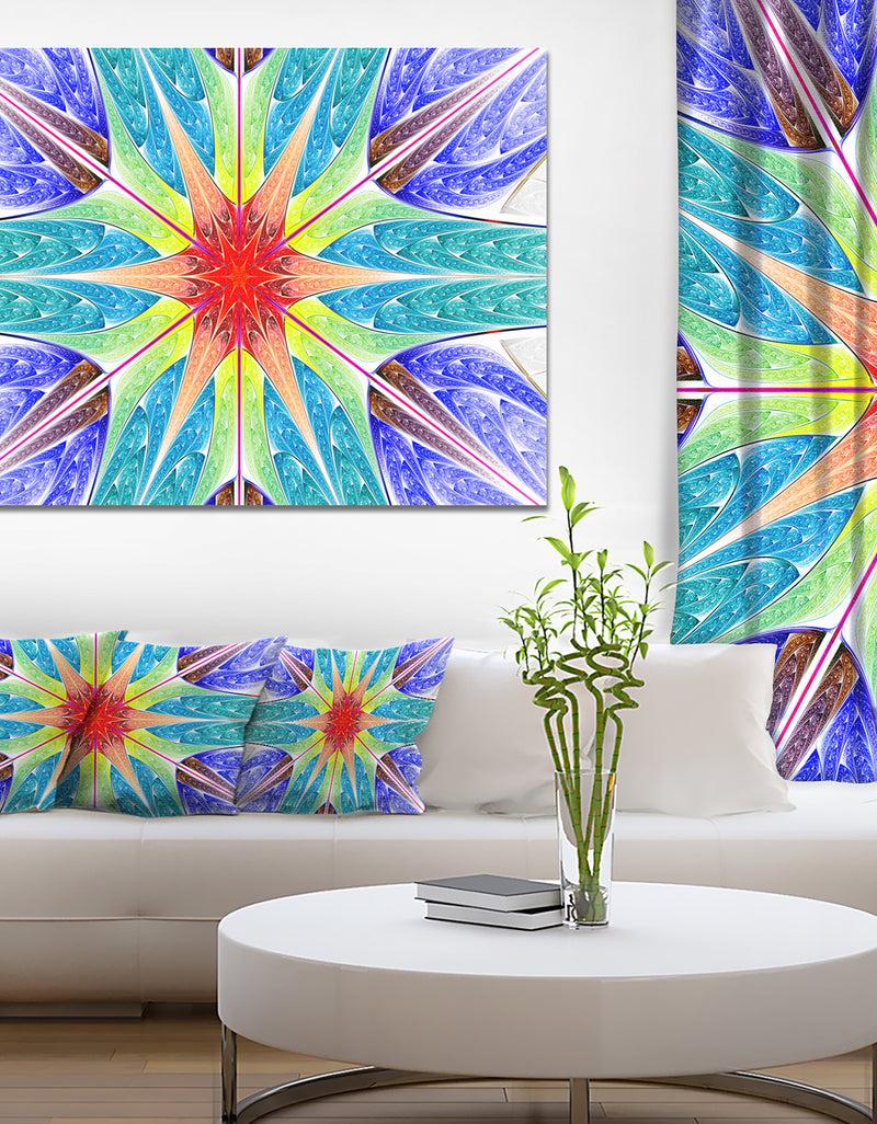 DesignQ Extraordinary Fractal Blue Design - Large Wall Art on Canvas