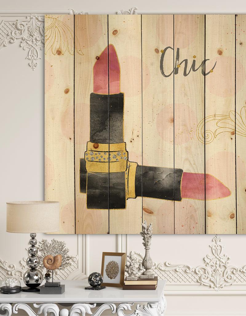 DesignQ Fashion Glam lipstick II - Posh & Luxe Print on Natural Pine Wood