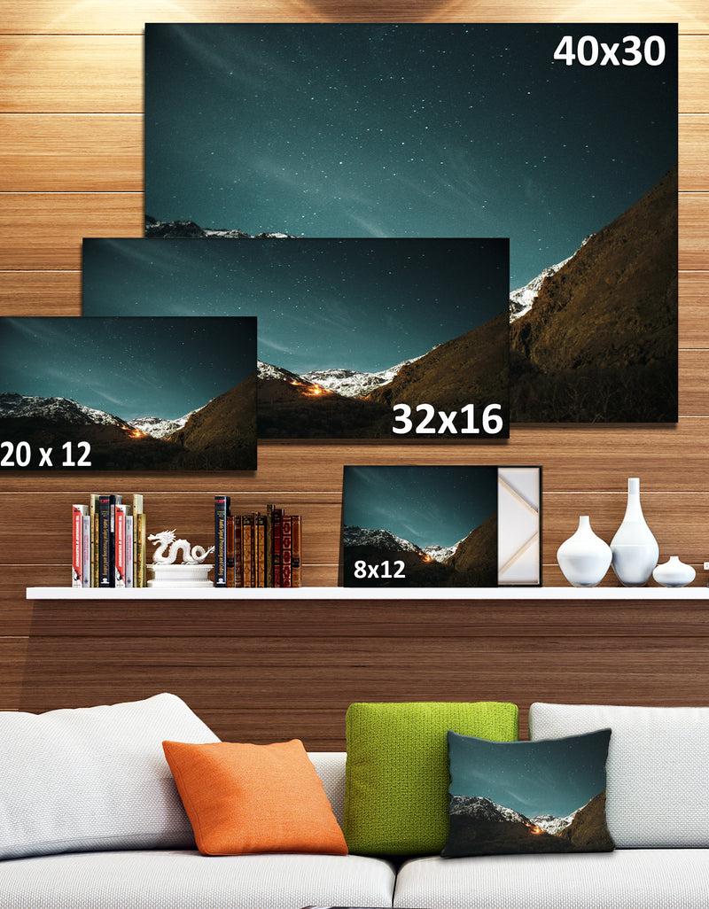 DesignQ Fire In Rugged Mountains - Large Landscape Canvas Art Print