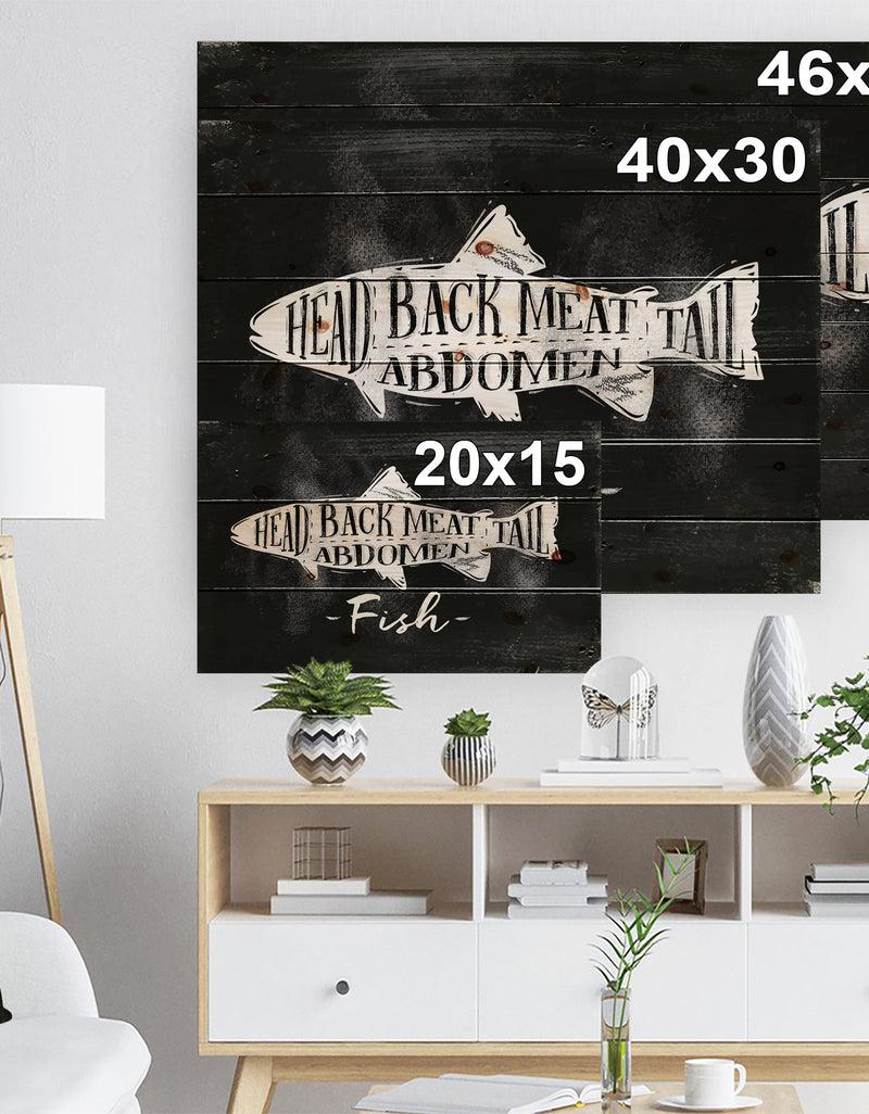 DesignQ Fish Cutting Scheme Chalk - Animals Painting Print On Natural Pine Wood