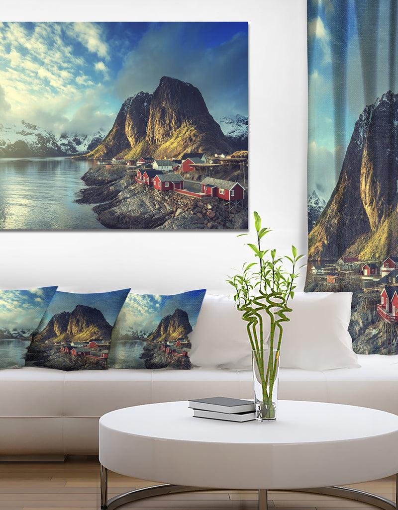 DesignQ Fishing Hut at Spring Sunset - Landscape Canvas Wall Artwork