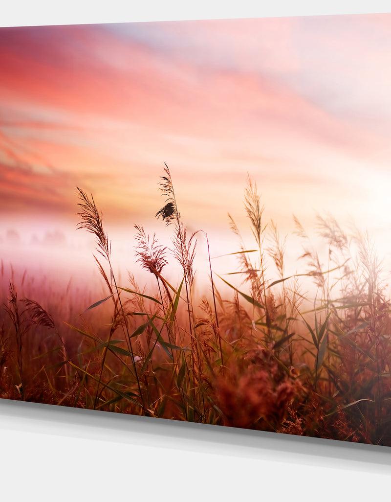DesignQ Foggy Land With Early Morning Mist - Landscape Artwork Canvas Print