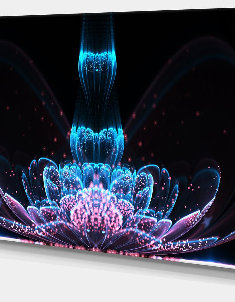 DesignQ Fractal Flower Blue Purple Digital Art - Large Floral Canvas Art Print