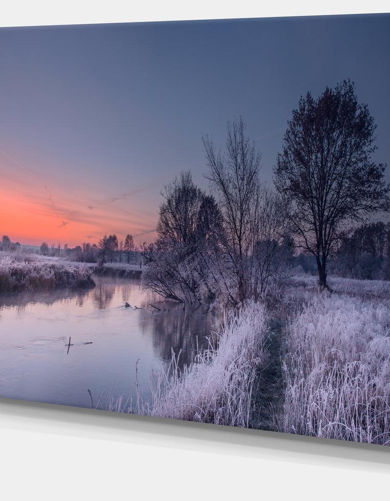 DesignQ Frosty Fall Morning Panorama - Landscape Print Wall Artwork