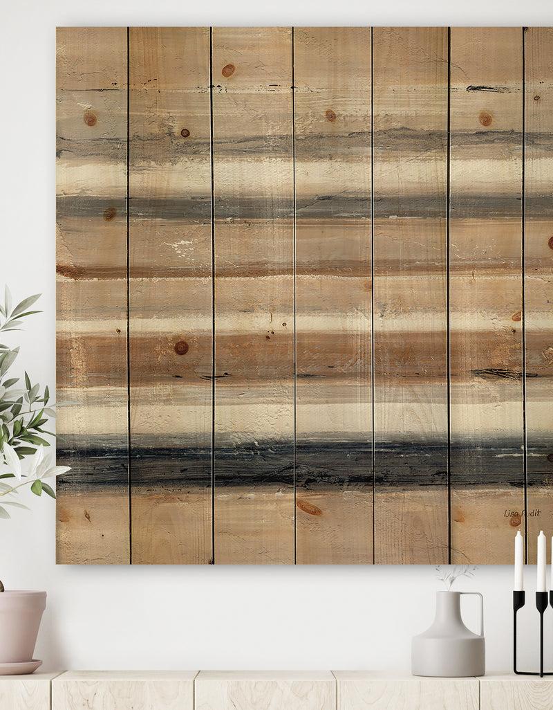 DesignQ Geometric Circle Natural Balance III - Mid-Century Modern Transitional Print on Natural Pine Wood