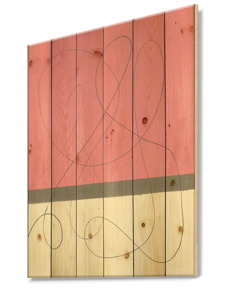 DesignQ Geometric Neapolitan II - Shabby Chic Print On Natural Pine Wood