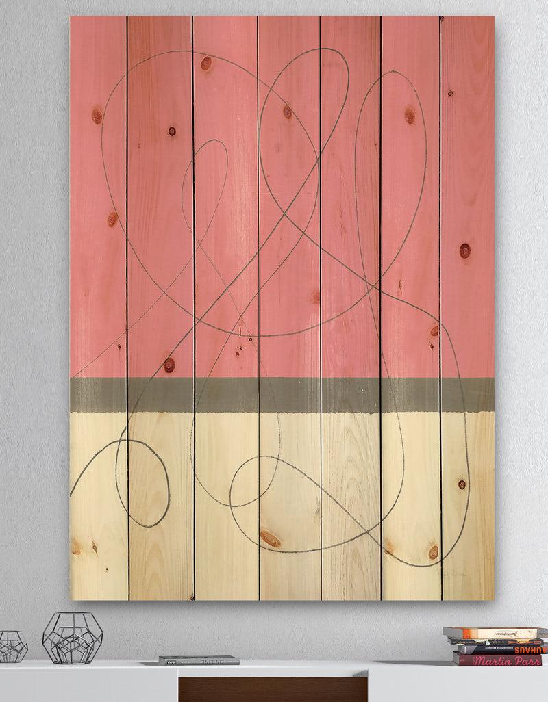 DesignQ Geometric Neapolitan II - Shabby Chic Print on Natural Pine Wood