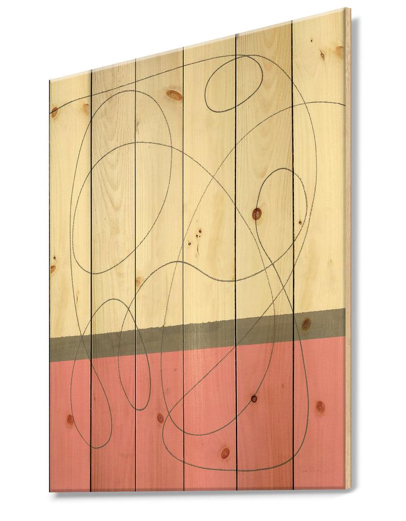 DesignQ GeometricNeapolitan I - Shabby Chic Print On Natural Pine Wood