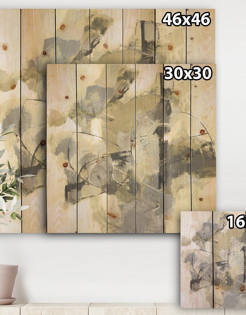 DesignQ Glam Cream Dream III - Modern & Contemporary Print On Natural Pine Wood