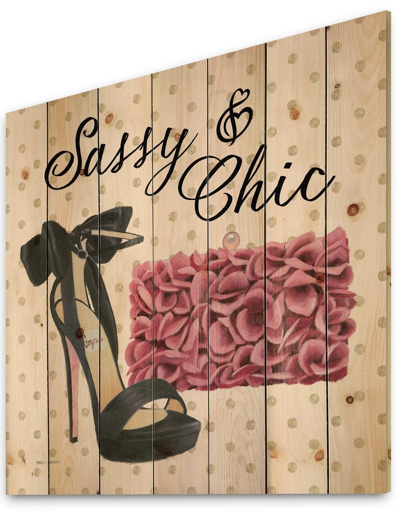 DesignQ Glam Fashion High Heels II - Posh & Luxe Print On Natural Pine Wood