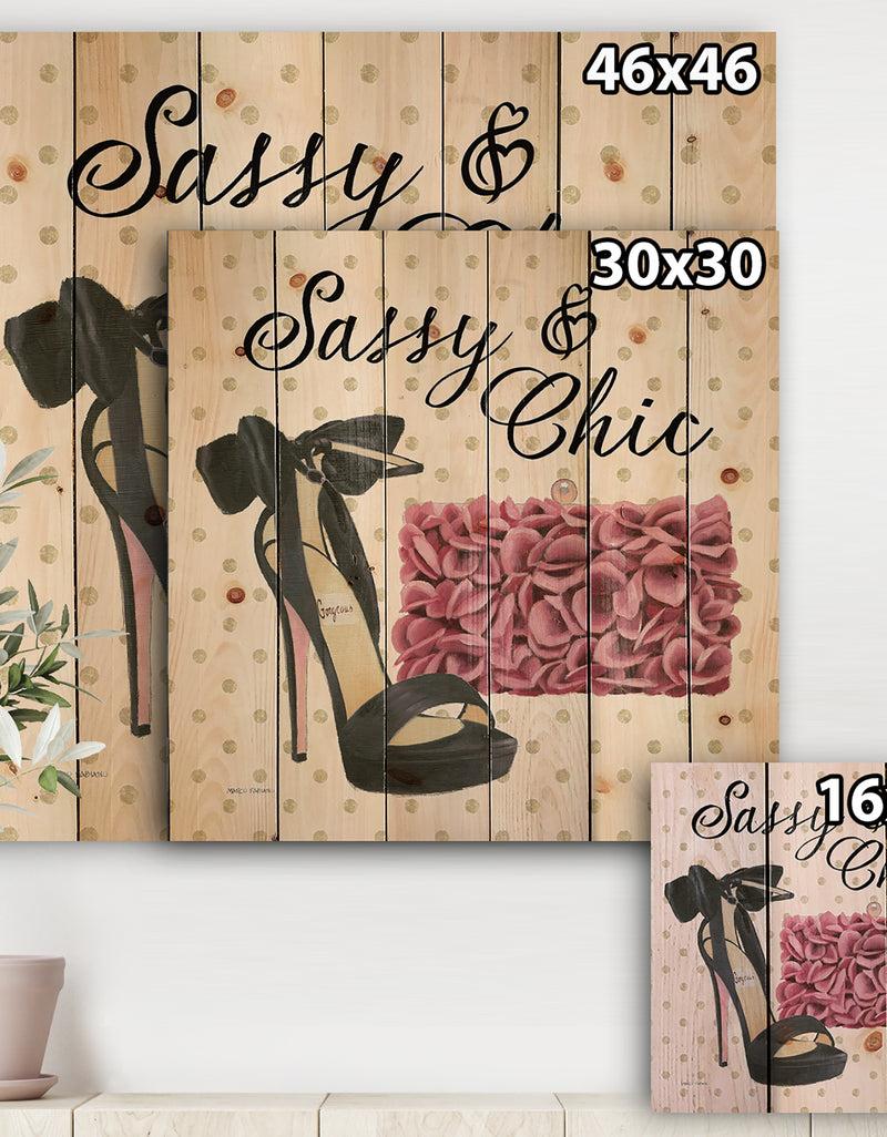 DesignQ Glam Fashion High Heels II - Posh & Luxe Print On Natural Pine Wood