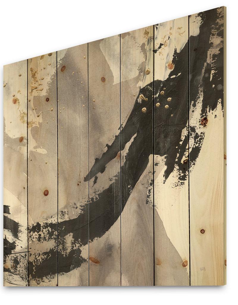 DesignQ Glam Painted Arcs III - Transitional Print On Natural Pine Wood