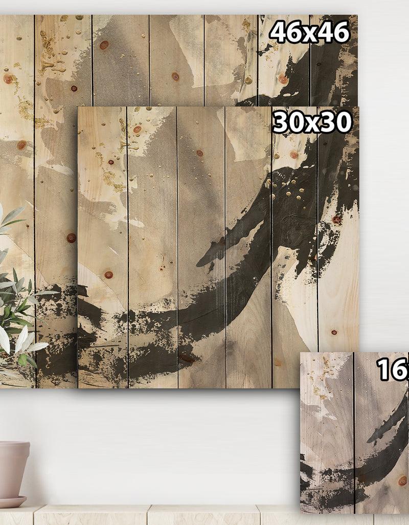DesignQ Glam Painted Arcs III - Transitional Print On Natural Pine Wood