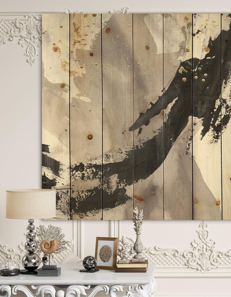 DesignQ Glam Painted Arcs III - Transitional Print on Natural Pine Wood