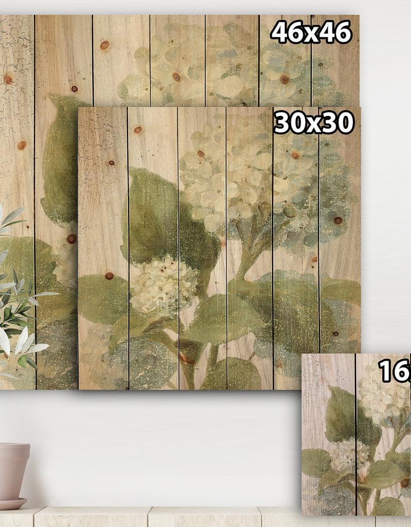 DesignQ Goauche Green Flower II - Cabin & Lodge Print On Natural Pine Wood