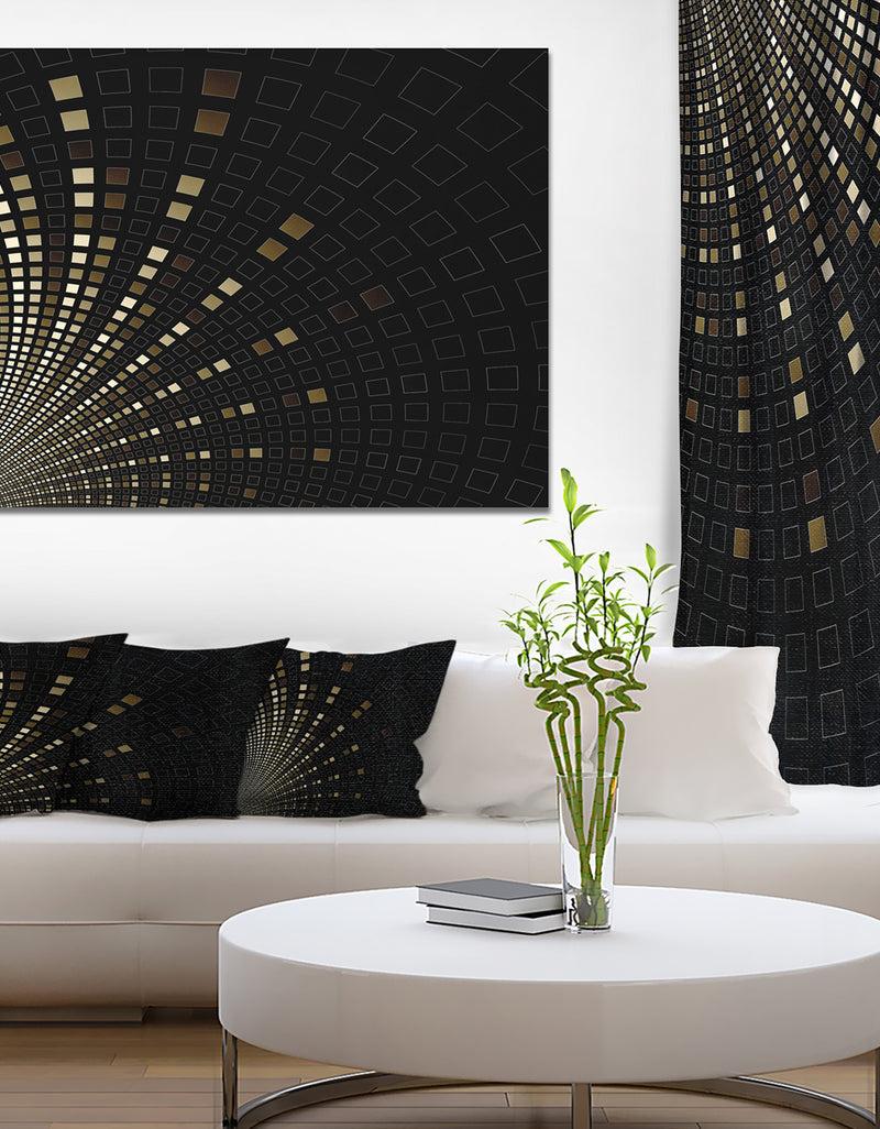 DesignQ Gold Square Pixel Mosaic on Black - Extra Large Abstract Canvas Art Print
