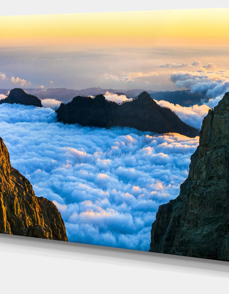 DesignQ Gran Canaria Sunset Over Clouds - Extra Large Seashore Canvas Art