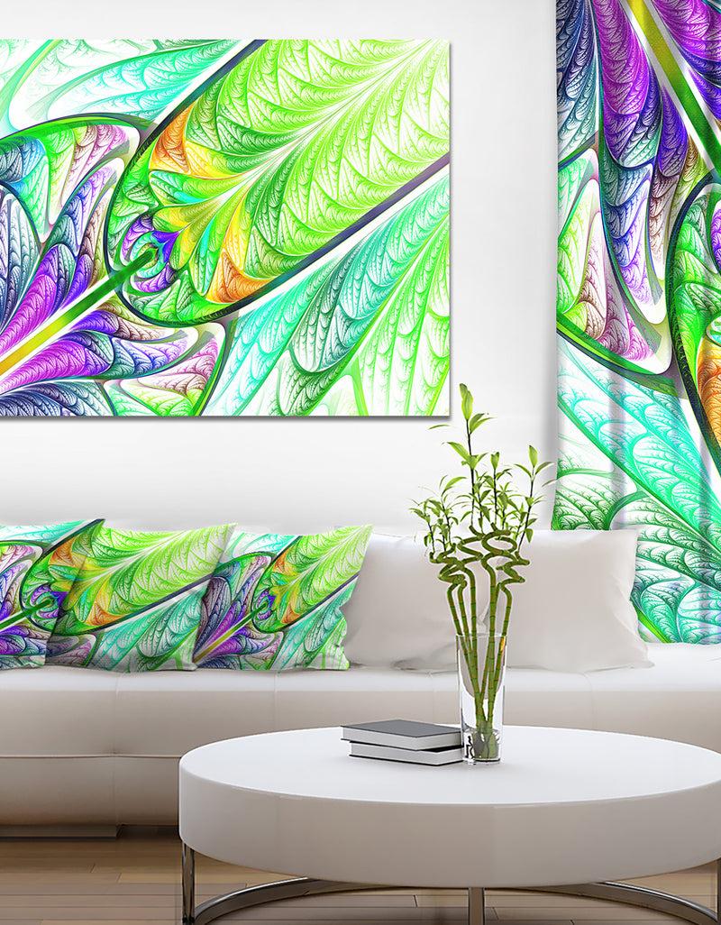 DesignQ Green Blue Fractal Stained Glass - Abstract Wall Art Canvas