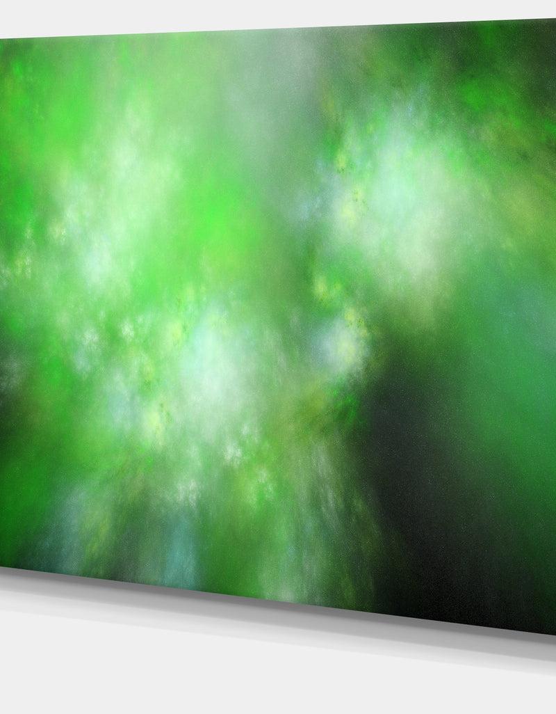 DesignQ Green Blur Sky With Stars'Extra Large Abstract Canvas Art Print