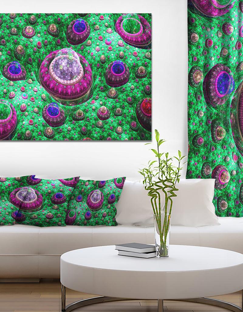DesignQ Green Fractal Exotic Planet - Extra Large Canvas Art Print