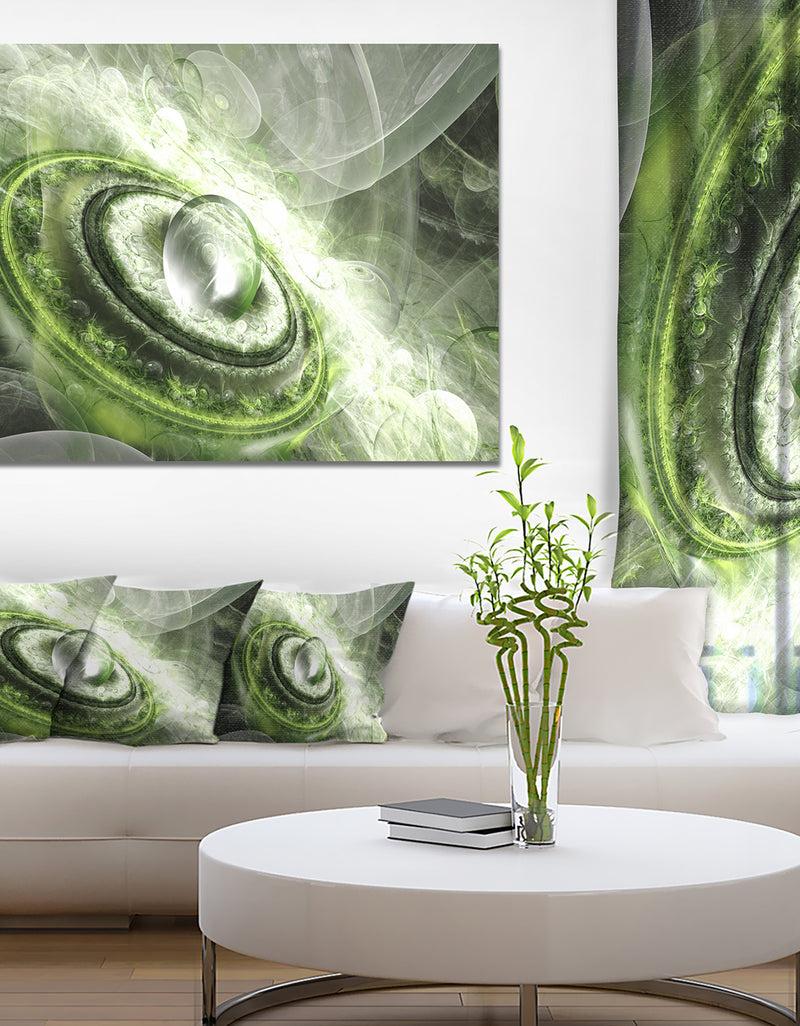 DesignQ Green Fractal Flying Saucer - Abstract Wall Art on Canvas