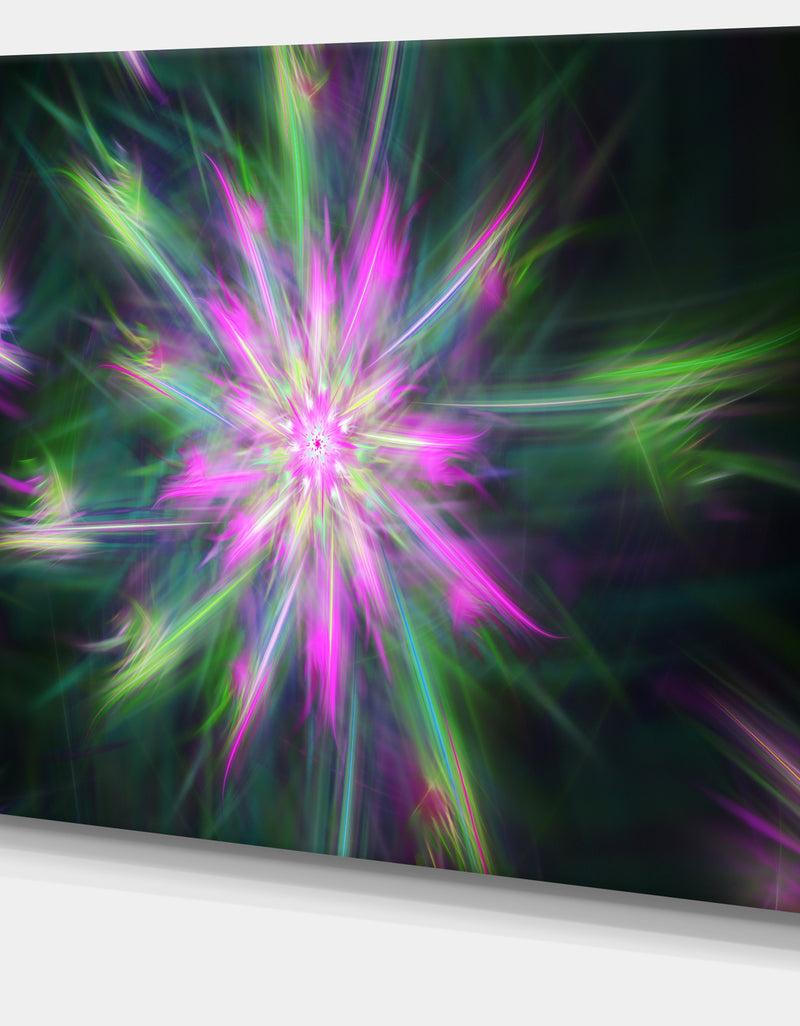 DesignQ Green Fractal Shining Bright Star - Extra Large Abstract Canvas Art Print