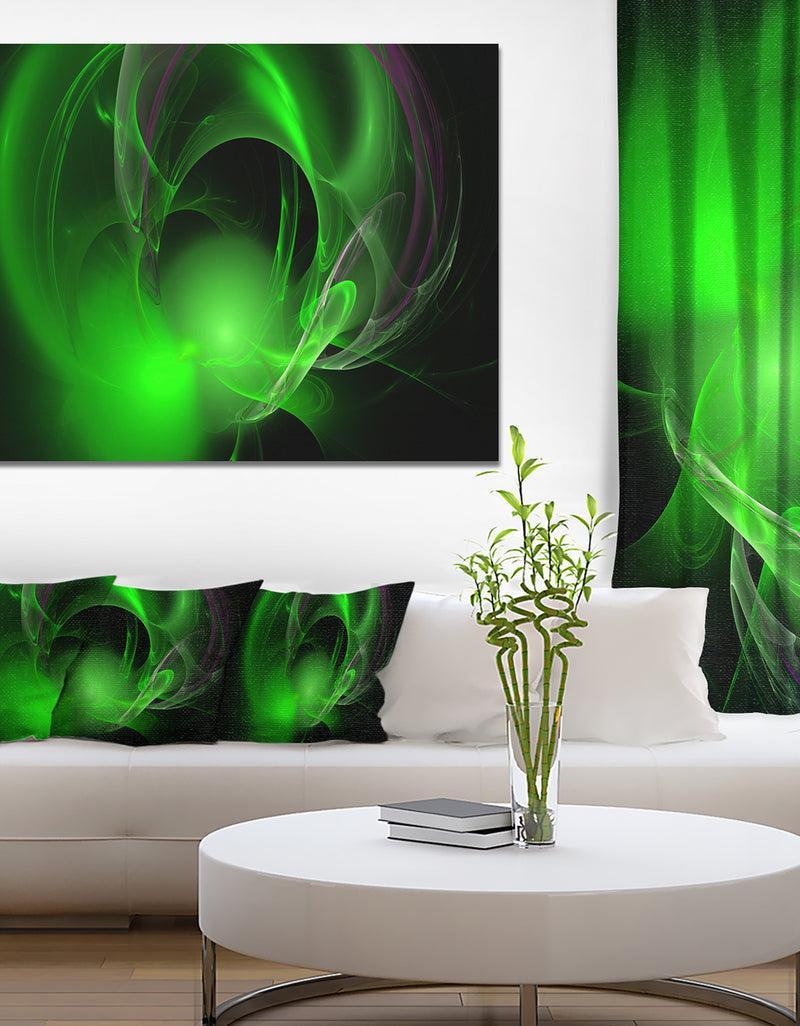 DesignQ Green Galactic Nebula On Black - Extra Large Abstract Canvas Wall Art