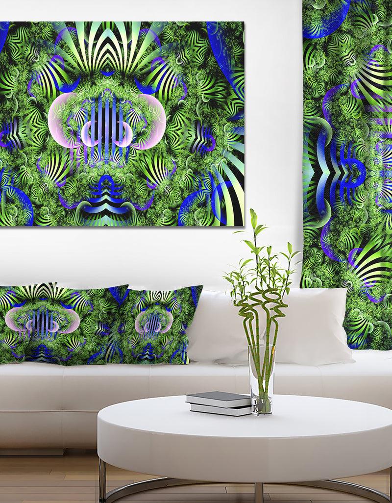 DesignQ Green Magical Fairy Pattern - Extra Large Floral Wall Art On Canvas
