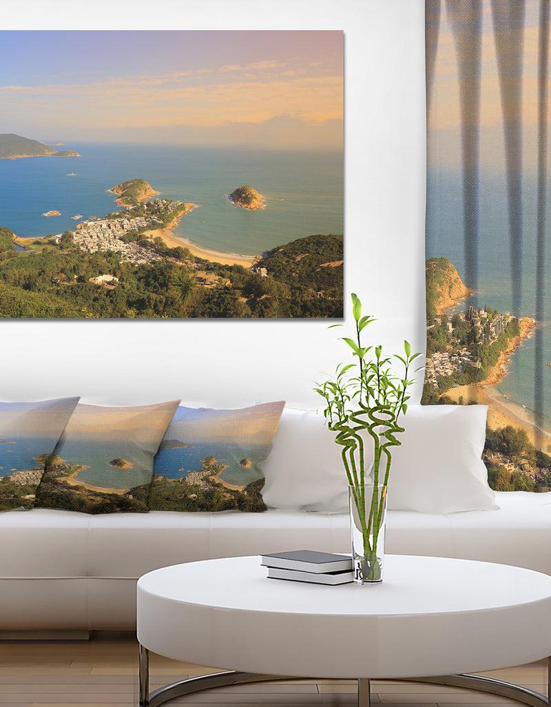 DesignQ Green Tropical Hiking Route - Seashore Wall Art On Canvas
