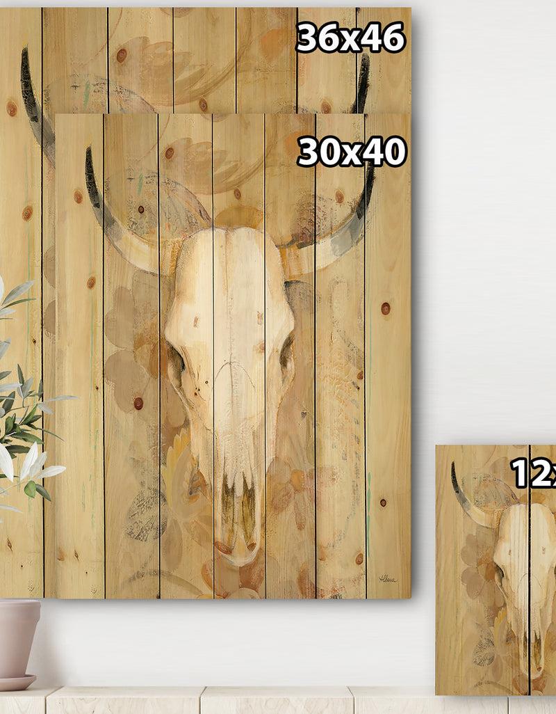 DesignQ Hers Southwest Bones - Gold Wildlife Print On Natural Pine Wood