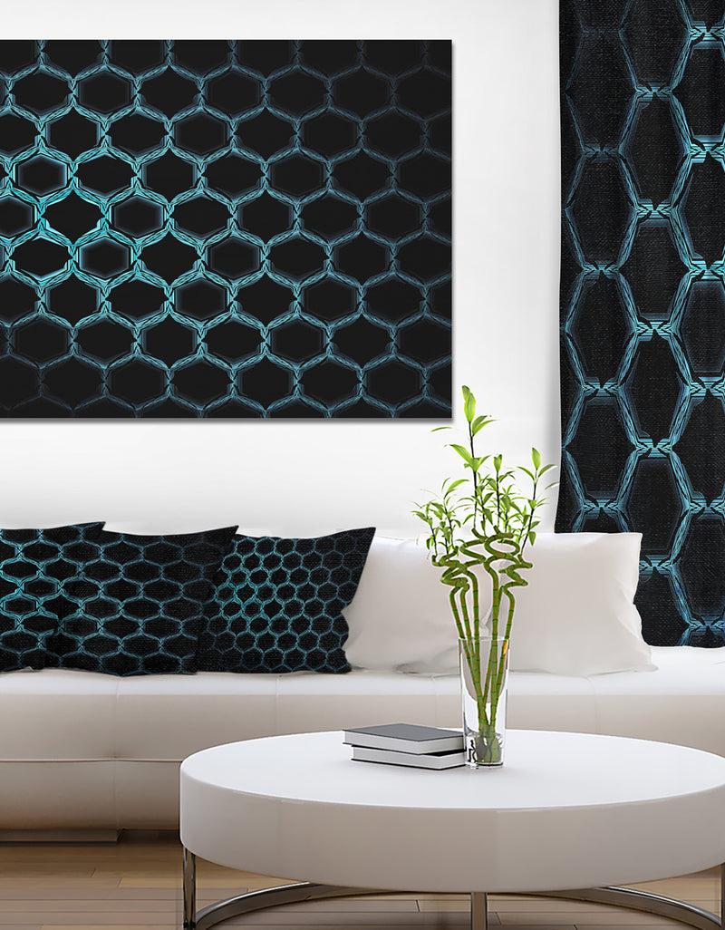 DesignQ Honeycomb Fractal Gold Hex Pixel - Extra Large Abstract Canvas Art Print