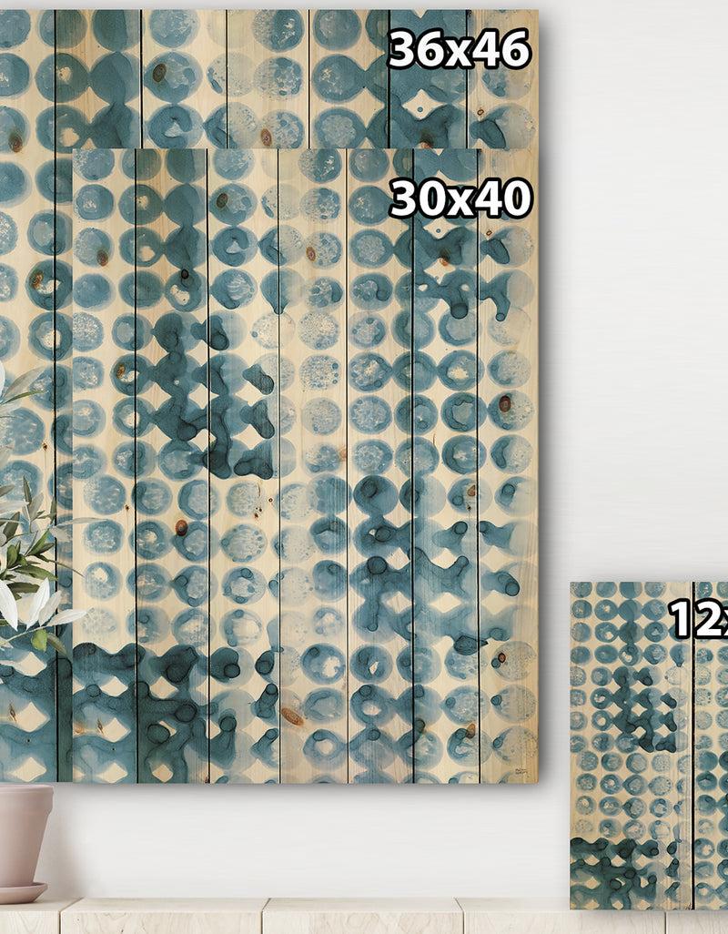 DesignQ Indigo Watercolor Geometrical II - Contemporary Print On Natural Pine Wood