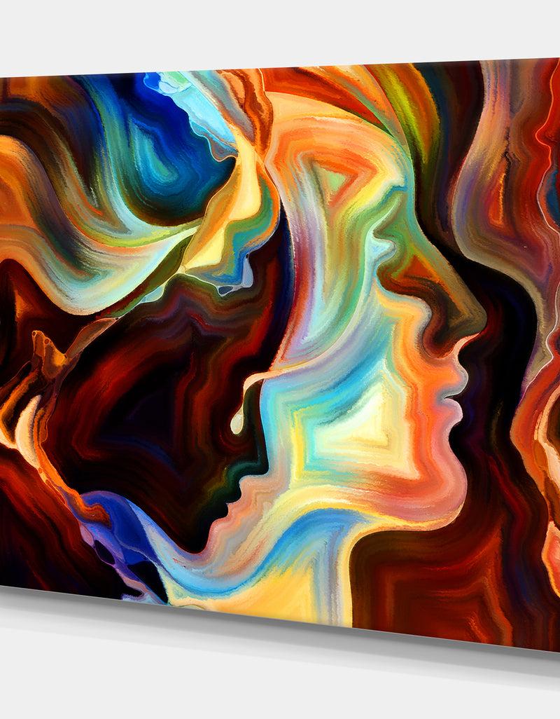 DesignQ Kiss Of Inner Paint - Abstract People Print On Wrapped Canvas