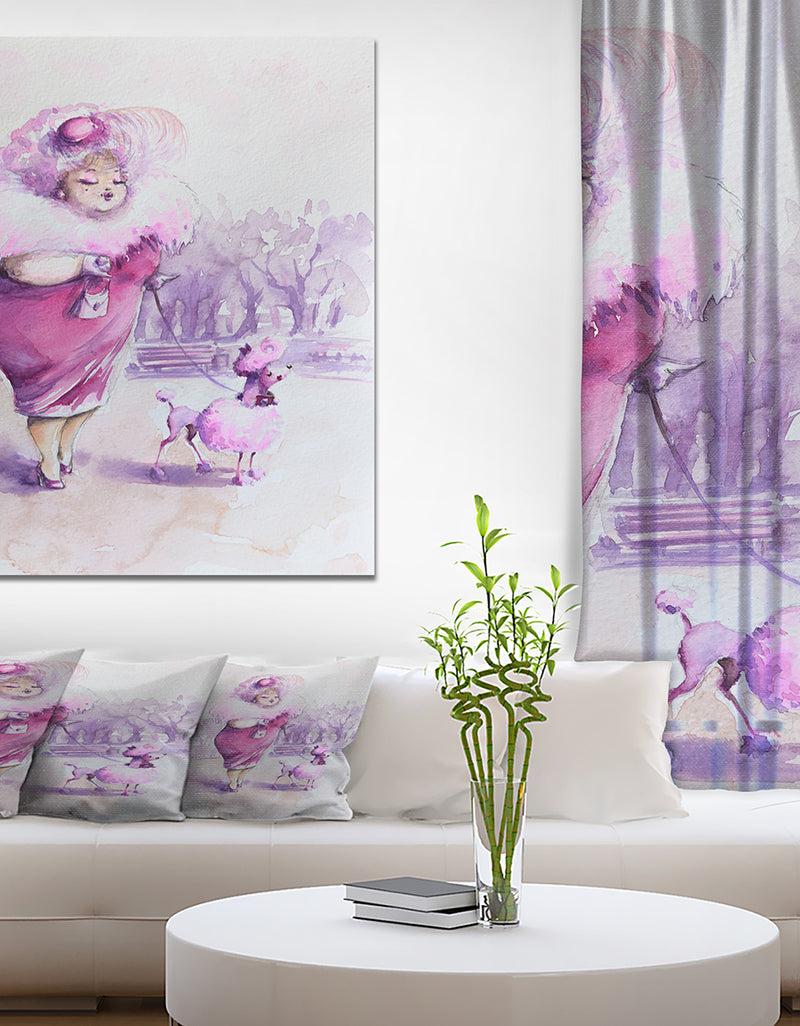 DesignQ Lady with dog - People Painting Print on Wrapped Canvas DesignQ Lady with dog - People Painting Print on Wrapped Canvas