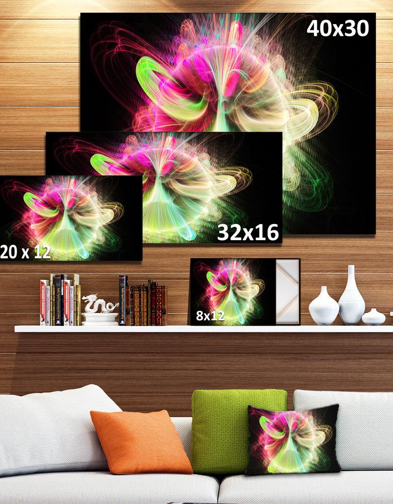 DesignQ Large Circle With Yellow Curves - Extra Large Floral Canvas Art Print