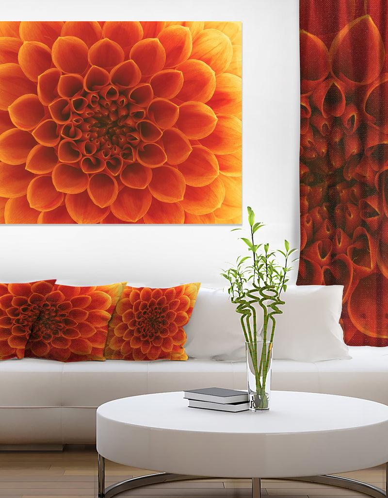 DesignQ Large Dark Yellow Flower and Petals - Modern Floral Canvas Wall Art
