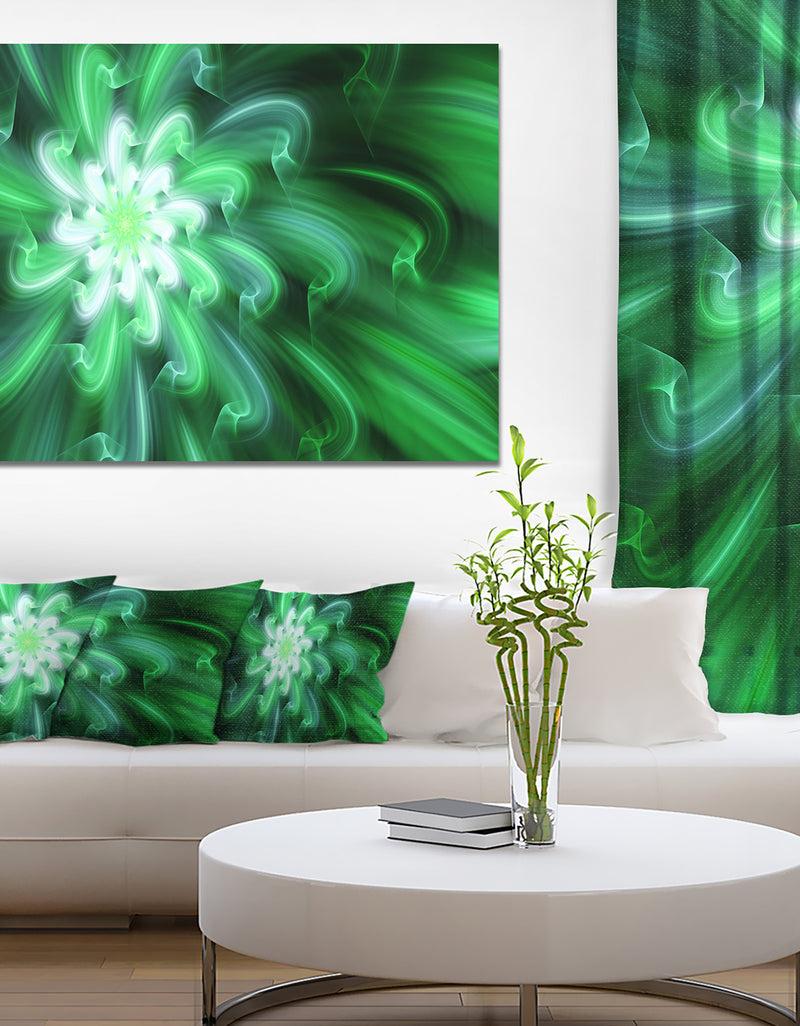 DesignQ Large Green Exotic Flower Petals - Extra Large Floral Wall Art On Canvas