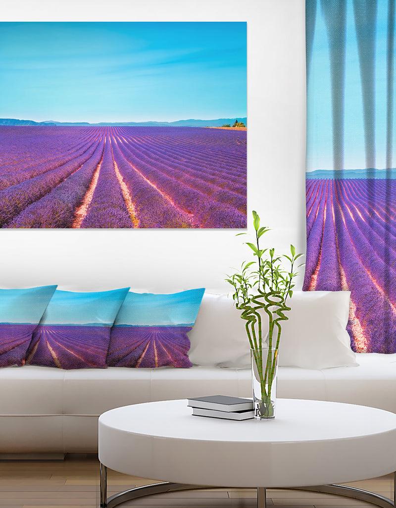 DesignQ Lavender Flowers And Clear Sky - Oversized Landscape Wall Art Print