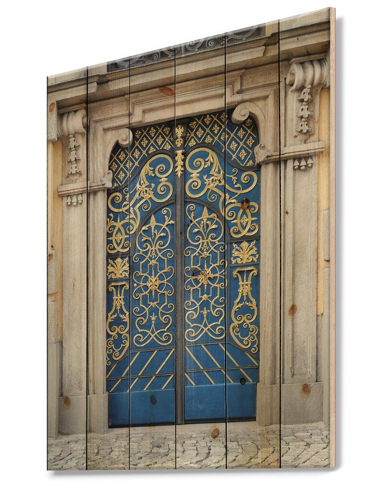 DesignQ Lavish Old-European Door Vintage - Vintage Print On Natural Pine Wood