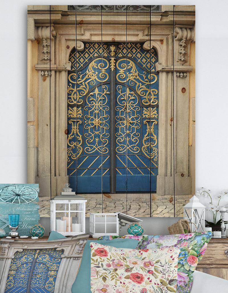 DesignQ Lavish Old-European Door Vintage - Vintage Print on Natural Pine Wood