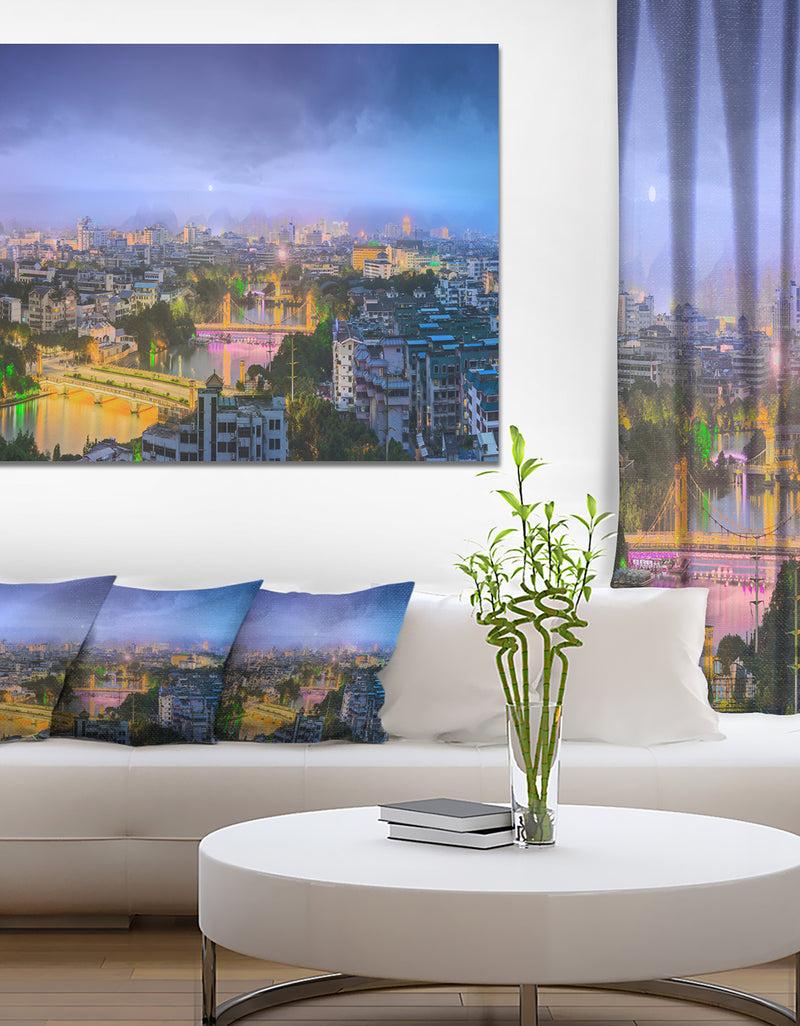 DesignQ Li River and Karst Hills Panorama - Modern Cityscape Wall Art